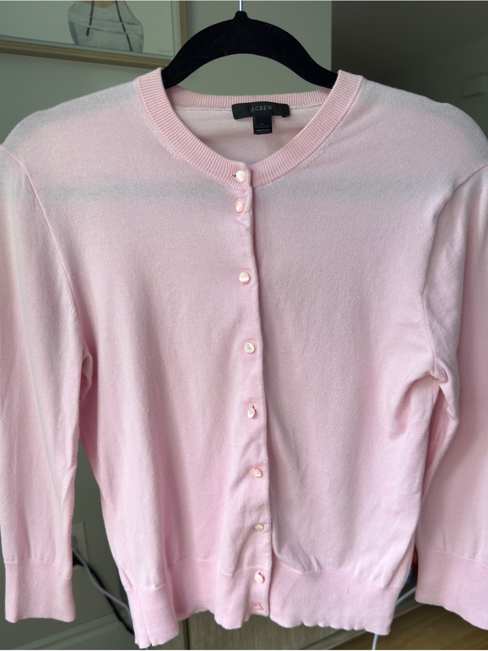 J. Crew Cotton Jackie Cardigan Sweater in Pink - Size M